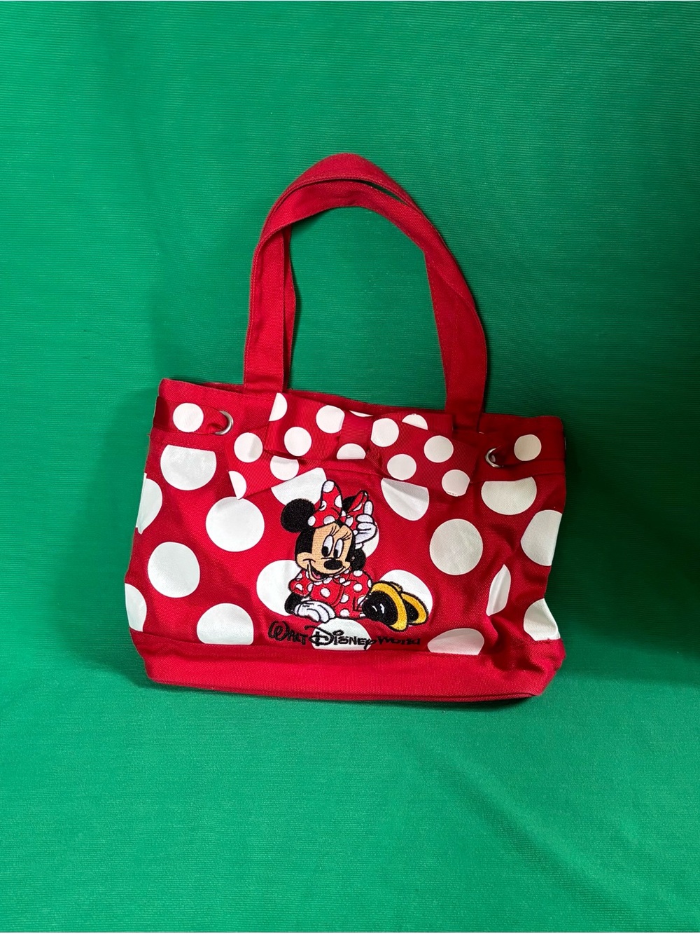 Disneyland resort Minnie Mouse Tote purse bag white red polka dot  11”x8”